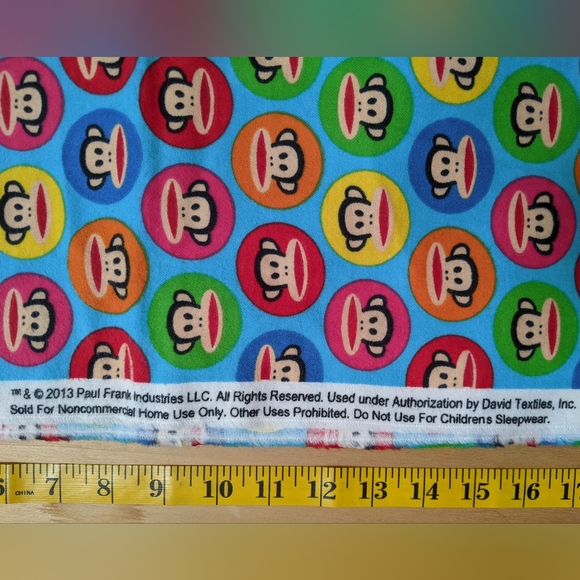 Y2k/2000s Paul Frank flannel fabric with Julius the monkey 1 yard NEW - Picture 3 of 3